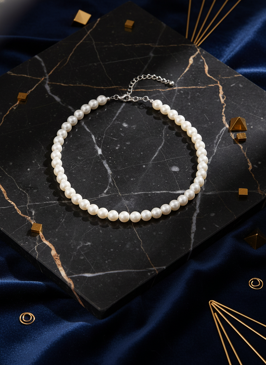 White Stone Pearl Necklace